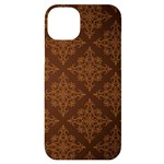 Brown Floral Pattern Floral Vintage Pattern, Brown Vintage iPhone 14 Plus Black UV Print Case