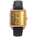 Golden Textures Polished Metal Plate, Metal Textures Rose Gold Leather Watch 