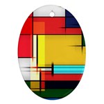 Multicolored Retro Abstraction, Lines Retro Background, Multicolored Mosaic Ornament (Oval)
