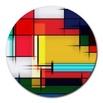Multicolored Retro Abstraction%2 Round Mousepad