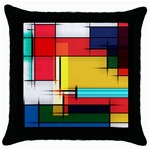 Multicolored Retro Abstraction, Lines Retro Background, Multicolored Mosaic Throw Pillow Case (Black)