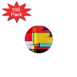 Multicolored Retro Abstraction%2 1  Mini Magnets (100 pack) 