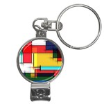 Multicolored Retro Abstraction, Lines Retro Background, Multicolored Mosaic Nail Clippers Key Chain