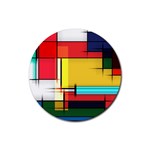 Multicolored Retro Abstraction, Lines Retro Background, Multicolored Mosaic Rubber Coaster (Round)