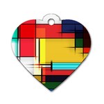 Multicolored Retro Abstraction, Lines Retro Background, Multicolored Mosaic Dog Tag Heart (One Side)