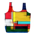 Multicolored Retro Abstraction, Lines Retro Background, Multicolored Mosaic Full Print Recycle Bag (L)