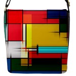 Multicolored Retro Abstraction%2 Flap Closure Messenger Bag (S)