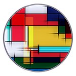 Multicolored Retro Abstraction, Lines Retro Background, Multicolored Mosaic Wireless Fast Charger(White)