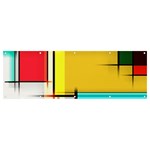 Multicolored Retro Abstraction, Lines Retro Background, Multicolored Mosaic Banner and Sign 12  x 4 