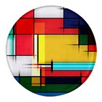 Multicolored Retro Abstraction%2 Round Glass Fridge Magnet (4 pack)