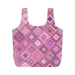 Pink Retro Texture With Rhombus, Retro Backgrounds Full Print Recycle Bag (M)