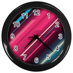 Pink-blue Retro Background, Retro Backgrounds, Lines Wall Clock (Black)