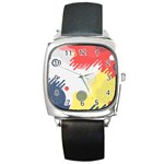 Red White Blue Retro Background, Retro Abstraction, Colored Retro Background Square Metal Watch