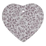 Retro Floral Texture, Beige Floral Retro Background, Vintage Texture Heart Ornament (Two Sides)