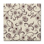 Retro Floral Texture, Light Brown Retro Background Tile Coaster