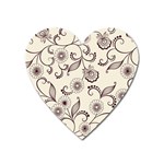 Retro Floral Texture, Light Brown Retro Background Heart Magnet