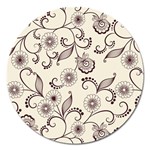 Retro Floral Texture, Light Brown Retro Background Magnet 5  (Round)