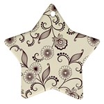 Retro Floral Texture, Light Brown Retro Background Star Ornament (Two Sides)