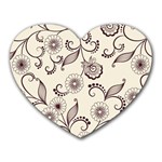 Retro Floral Texture, Light Brown Retro Background Heart Mousepad