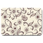 Retro Floral Texture, Light Brown Retro Background Large Doormat