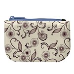 Retro Floral Texture, Light Brown Retro Background Large Coin Purse
