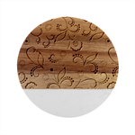 Retro Floral Texture, Light Brown Retro Background Marble Wood Coaster (Round)