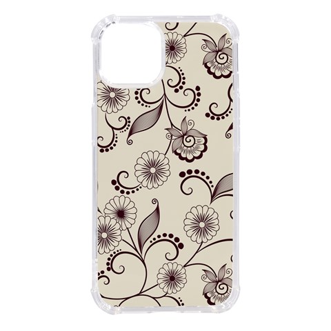 Retro Floral Texture, Light Brown Retro Background iPhone 14 TPU UV Print Case from UrbanLoad.com Front