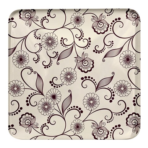 Retro Floral Texture, Light Brown Retro Background Square Glass Fridge Magnet (4 pack) from UrbanLoad.com Front