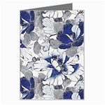 Retro Texture With Blue Flowers, Floral Retro Background, Floral Vintage Texture, White Background W Greeting Card