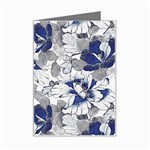 Retro Texture With Blue Flowers, Floral Retro Background, Floral Vintage Texture, White Background W Mini Greeting Card
