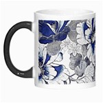 Retro Texture With Blue Flowers, Floral Retro Background, Floral Vintage Texture, White Background W Morph Mug