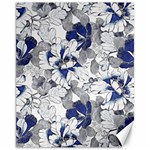 Retro Texture With Blue Flowers, Floral Retro Background, Floral Vintage Texture, White Background W Canvas 11  x 14 