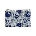 Retro Texture With Blue Flowers, Floral Retro Background, Floral Vintage Texture, White Background W Cosmetic Bag (Medium)