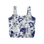 Retro Texture With Blue Flowers, Floral Retro Background, Floral Vintage Texture, White Background W Full Print Recycle Bag (S)
