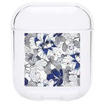 Retro Texture With Blue Flowers, Floral Retro Background, Floral Vintage Texture, White Background W Hard PC AirPods 1/2 Case