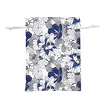 Retro Texture With Blue Flowers, Floral Retro Background, Floral Vintage Texture, White Background W Lightweight Drawstring Pouch (L)