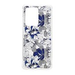 Retro Texture With Blue Flowers, Floral Retro Background, Floral Vintage Texture, White Background W Samsung Galaxy S20 Ultra 6.9 Inch TPU UV Case