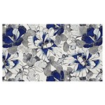 Retro Texture With Blue Flowers, Floral Retro Background, Floral Vintage Texture, White Background W Banner and Sign 7  x 4 