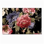 Retro Texture With Flowers, Black Background With Flowers Postcards 5  x 7  (Pkg of 10)