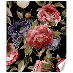 Retro Texture With Flowers, Black Background With Flowers Canvas 20  x 24 