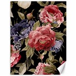 Retro Texture With Flowers, Black Background With Flowers Canvas 36  x 48 