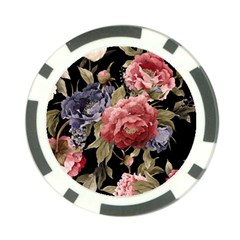 Retro Texture With Flowers, Black Background With Flowers Poker Chip Card Guard (10 pack) from UrbanLoad.com Back