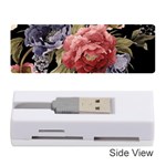Retro Texture With Flowers, Black Background With Flowers Memory Card Reader (Stick)