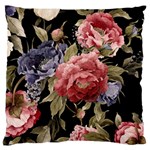 Retro Texture With Flowers, Black Background With Flowers Standard Premium Plush Fleece Cushion Case (Two Sides)