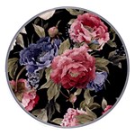 Retro Texture With Flowers, Black Background With Flowers Wireless Fast Charger(White)