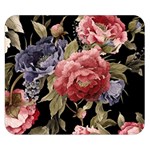 Retro Texture With Flowers, Black Background With Flowers Premium Plush Fleece Blanket (Small)