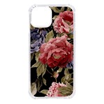 Retro Texture With Flowers, Black Background With Flowers iPhone 14 TPU UV Print Case