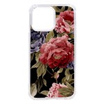 Retro Texture With Flowers, Black Background With Flowers iPhone 14 Pro Max TPU UV Print Case
