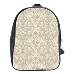 Retro Texture With Ornaments, Vintage Beige Background School Bag (Large)