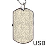 Retro Texture With Ornaments, Vintage Beige Background Dog Tag USB Flash (One Side)